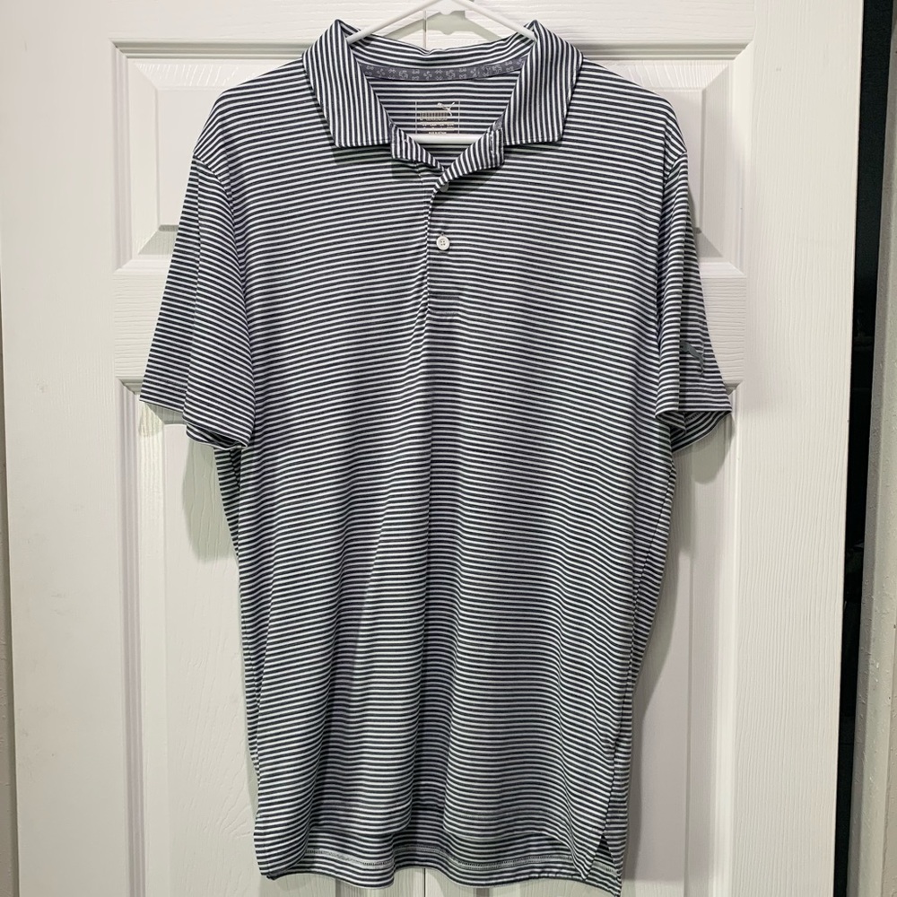Puma gray striped polo